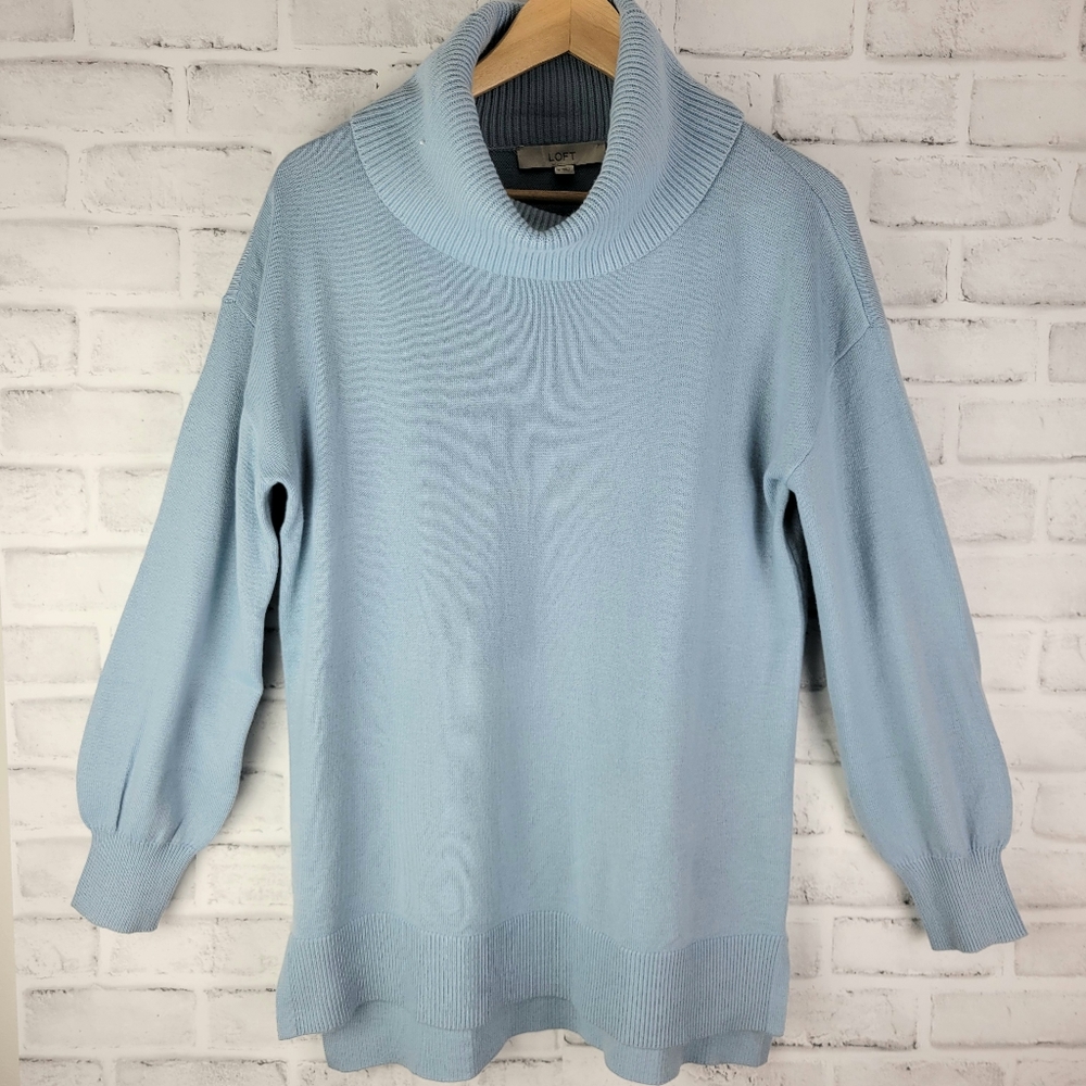 Loft Cowl Neck Pale Blue Sweater SZ M
